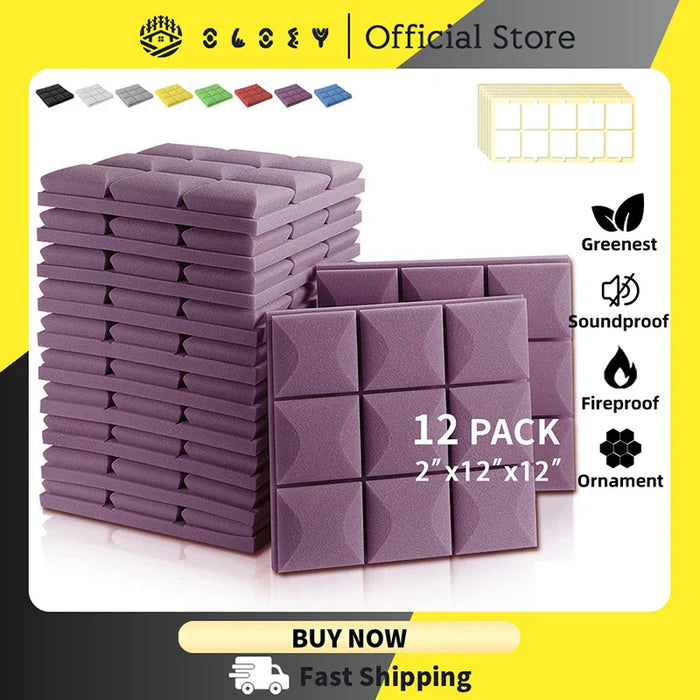 12 Pieces Acoustic Foam Panels For Soundproofing Home Studio Wall Insulation