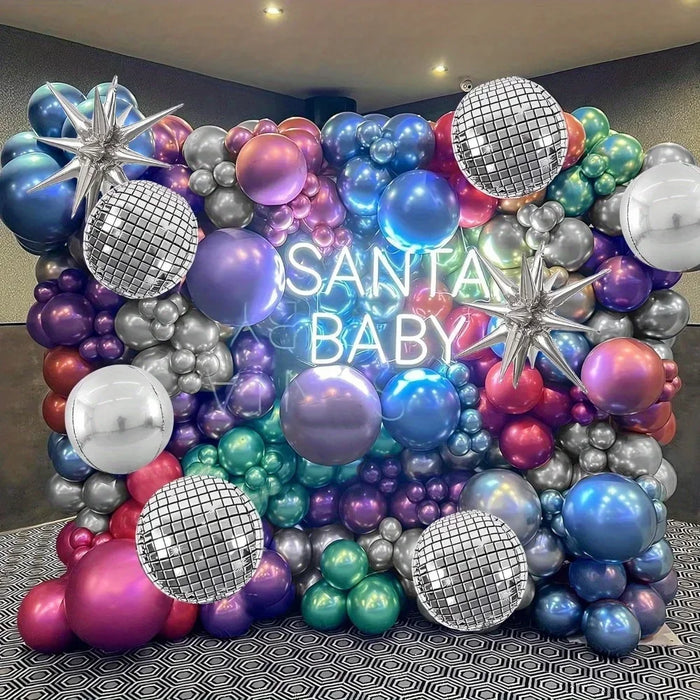 136Pcs Disco Ball Balloon Arch Kit For Bachelors Cocktail Parties Proms And Summer Parties Graduations Holiday Decorations