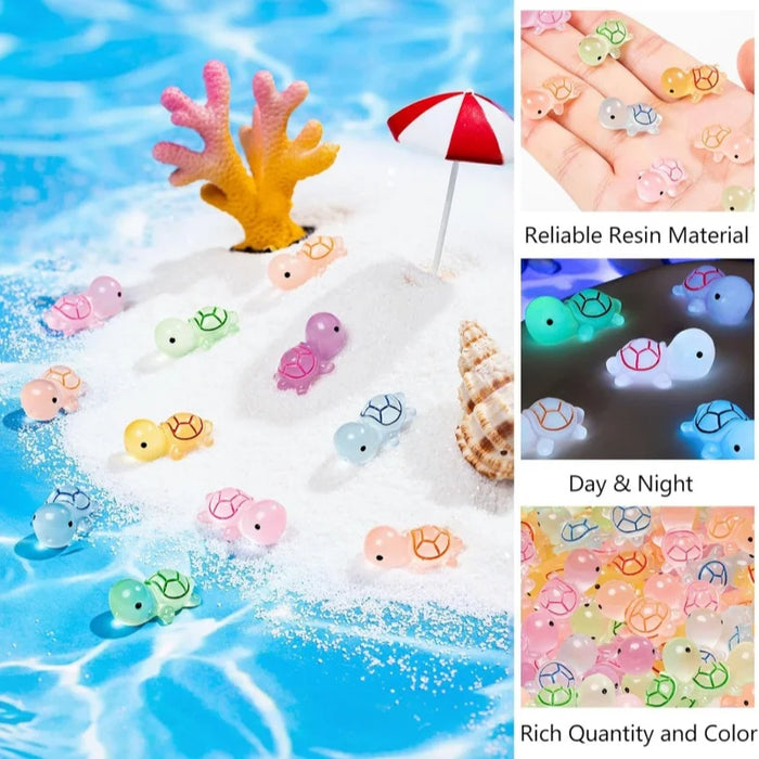Mini Glow In The Dark Resin Turtles 6 Colors