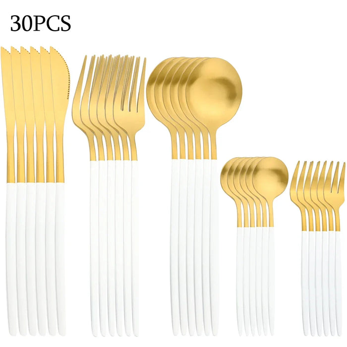 30 Piece Matte Stainless Steel Cutlery Set For Kitchen Parties