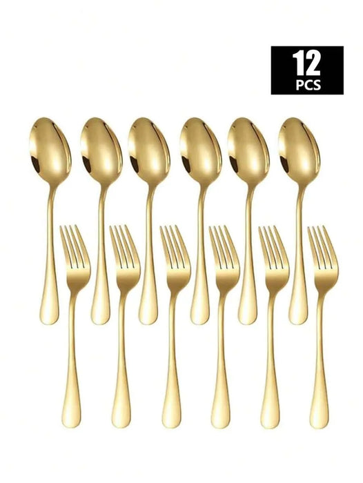 2 / 8 / 12 / 24 Piece Stainless Steel Fork & Spoon Set For Home Restaurant Wedding Party Kitchen