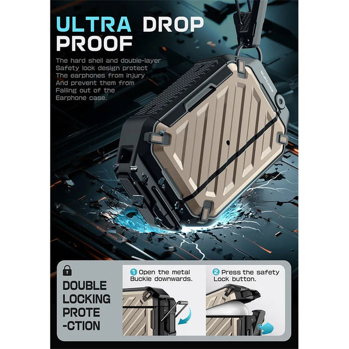 For Apple Airpods Pro 3 3Rd Gen Ub Mag Ip68 Waterproof Anti-Scratch Hard Shell Case With Lock & Carabiner