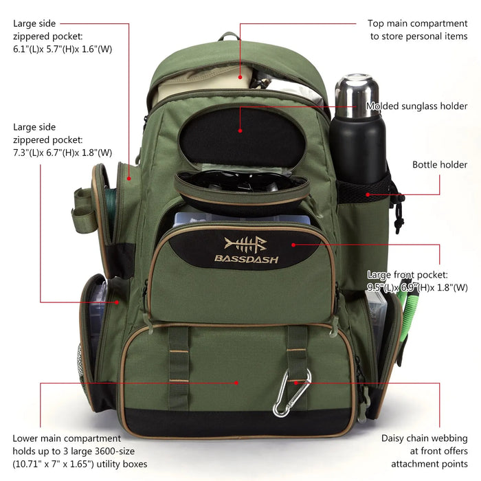 Lightweight Tactical Tackle Backpack for Fishing