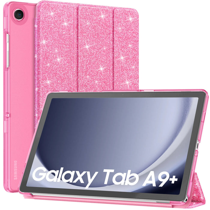 For Galaxy Tab A9+ 11 Inch 2023 Slim Stand Protective Smart Case With Hard Pc Translucent Back Shell