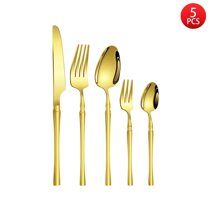 5 / 6 / 20 / 30 Piece Gold Stainless Steel Cutlery Set Knife Fork Spoon