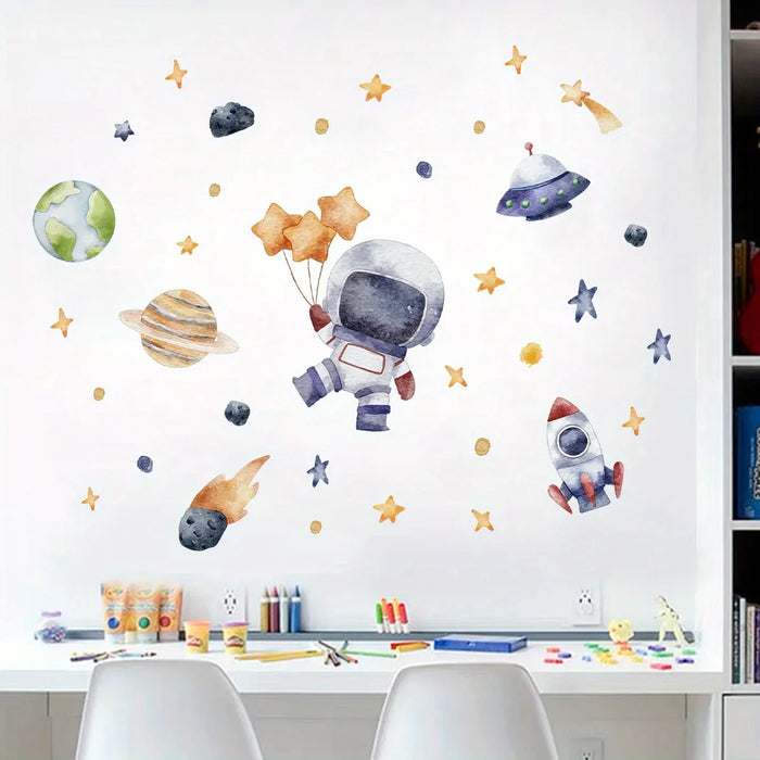 Cartoon Astronaut Wall Sticker For Kids Room Decor