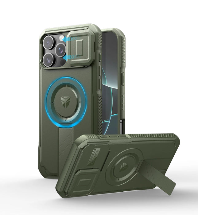 For Iphone 16 Pro Max Rugged Shockproof Protective Heavy-Duty Bumper Case With Slide Camera Case & Adjustable Kickstand