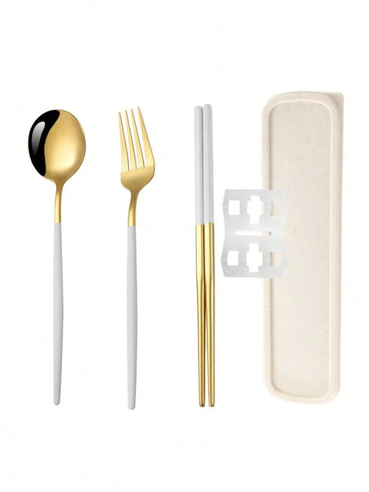 3 Piece Stainless Steel Cutlery Set With Storage Box Perfect For School Or Picnics