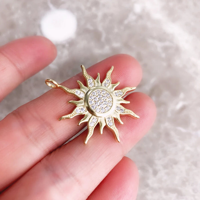 925 Sterling Silver Sun Star Cz Pave Pendant Fine Jewelry For Men & Women