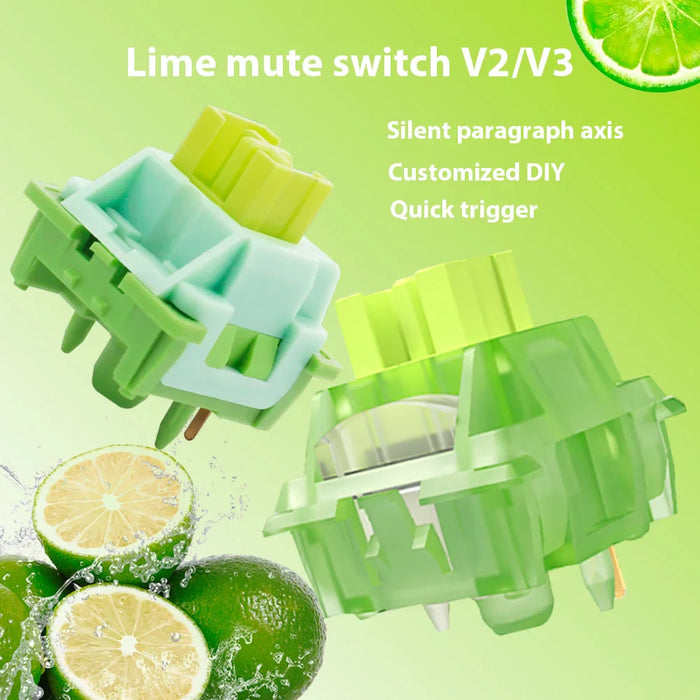 Silent Lime V2 / V3 Mechanical Keyboard Switch Linear / Tactile 5 Pin Hot Swap Diy
