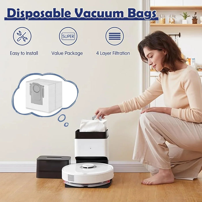 16 Pieces Dust Bags For Roborock S8 Pro Ultra S8+ Q7+ Q7 Max+ Q8 Max+ Robot Vacuum 3.6 L Large Capacity Disposable Bag