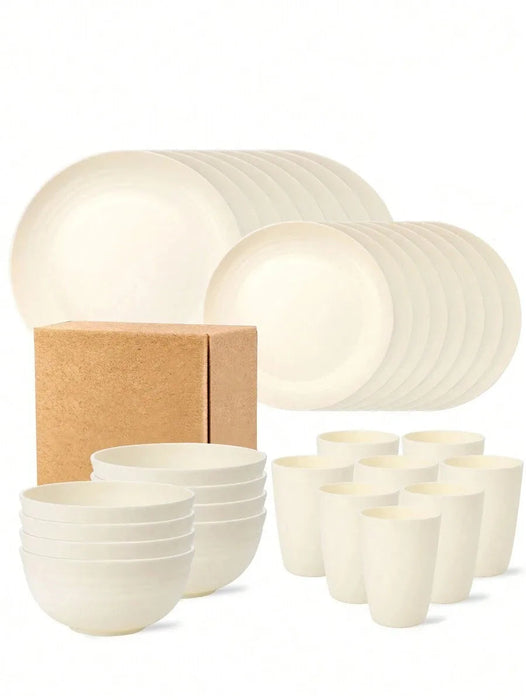 4 / 16 / 20 / 24 / 32 Piece Reusable Plastic Tableware Set For Home Camping Picnics