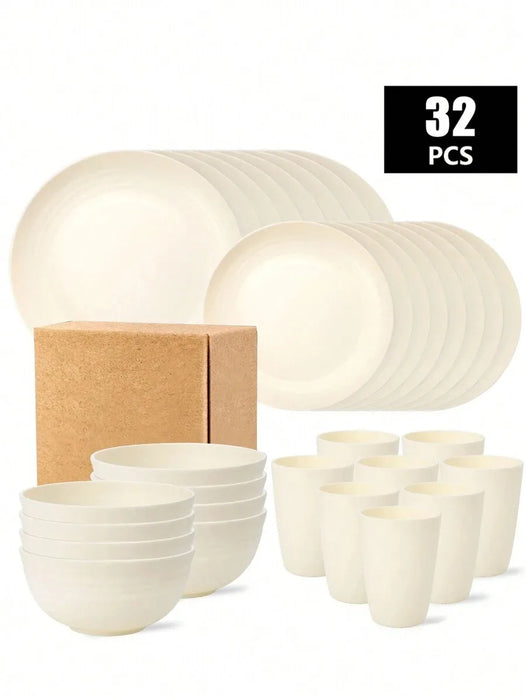 4 / 16 / 20 / 24 / 32 Piece Reusable Plastic Tableware Set For Home Camping Picnics