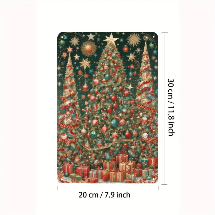 Rustic Metal Christmas Wall Art With Festive Scene