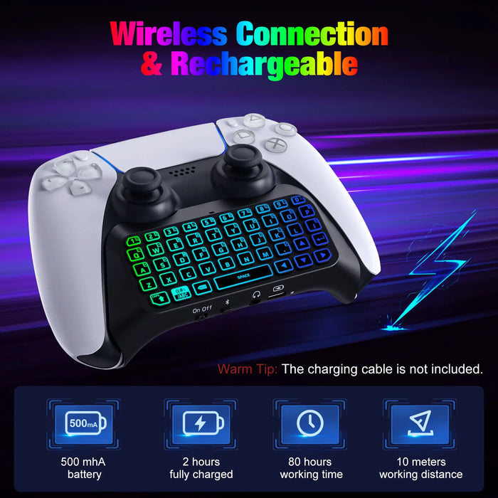 For Playstation 5 Rgb Backlight Keyboard Wireless Mini Gamepad With Upgraded Speaker