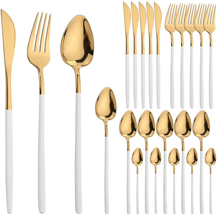 24 Piece Stainless Steel Cutlery Set For Kitchen Dining
