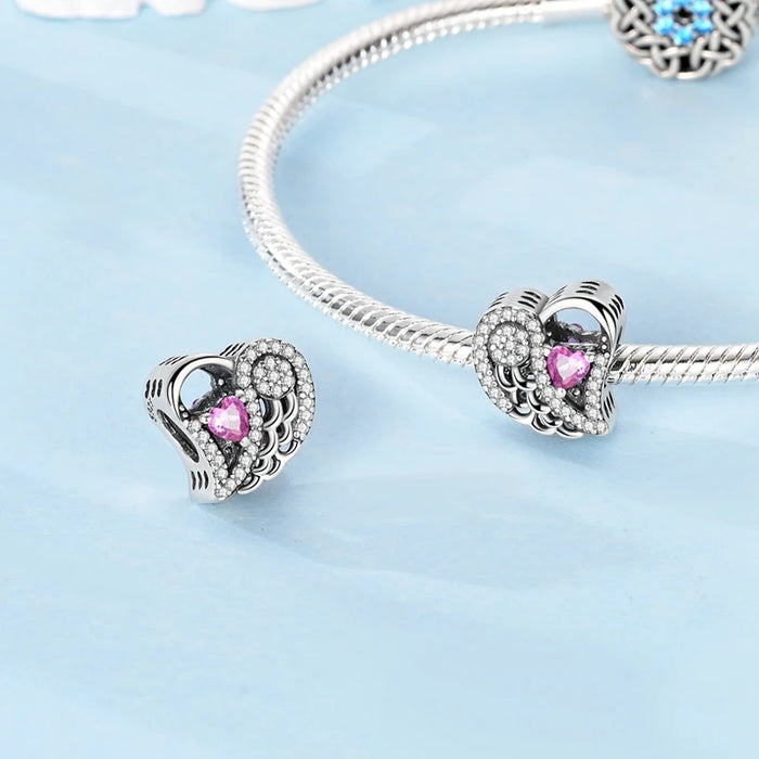 925 Sterling Silver Heart Charm Pendant Fits Bracelets Diy Party Jewelry