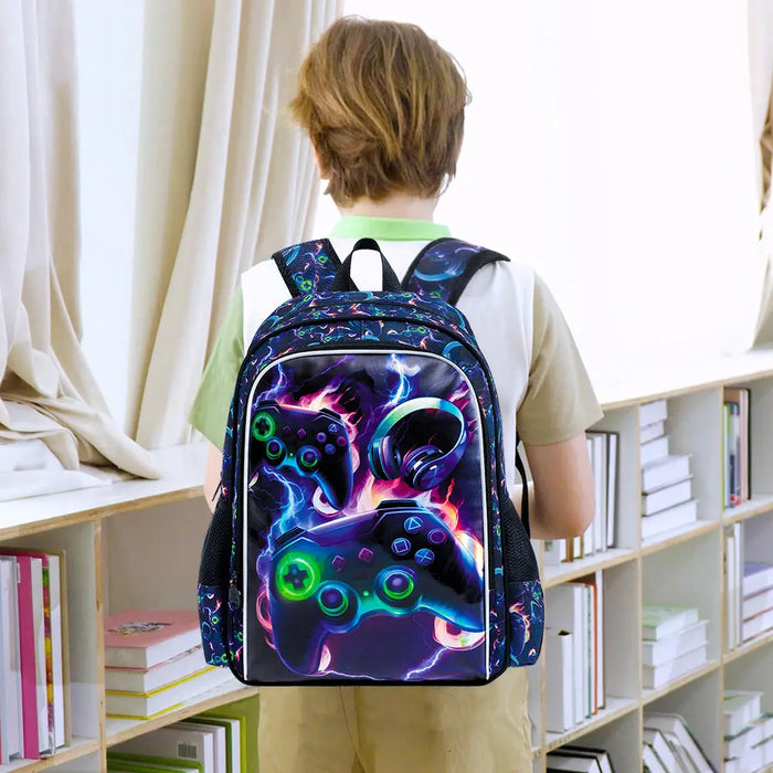 3 Piece Game Backpack Set For Boys 16 Inch Bookbag Lunch Box Preschool To Elementary