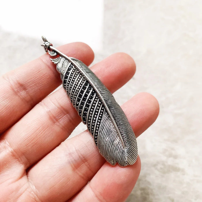 925 Sterling Silver Feather Pendant Winter Fashion Jewelry In Gift For Women & Men