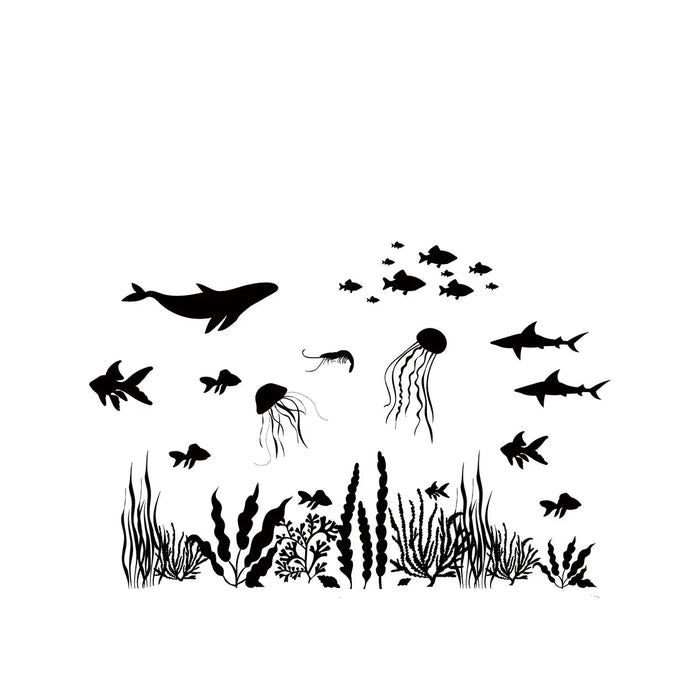 Marine Animal & Fish Silhouette Wall Stickers For Kids Room Decor
