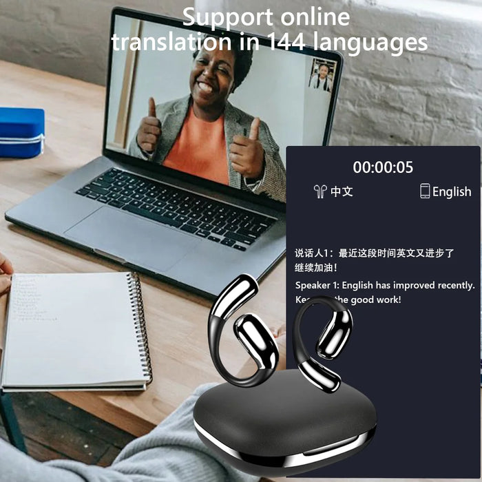 A50 Ai Translator Earbuds 144 Language Translation Device Real-Time Translation Earphones With Ear Hook Open Ear Headphones
