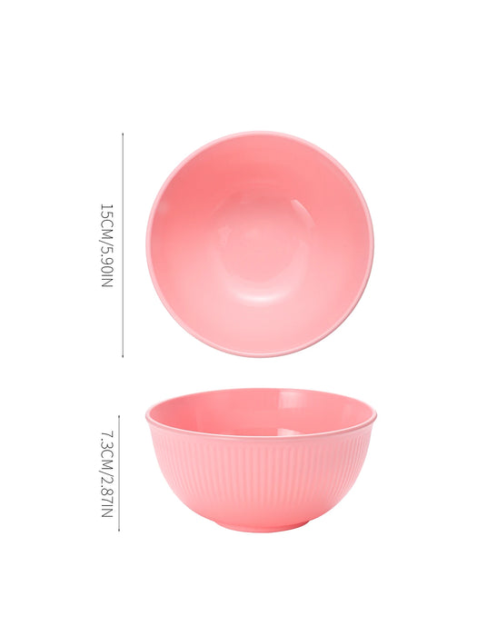 4 / 8 Piece Pink Vertical Grain Bowl Set Reusable & Drop Resistant For Camping
