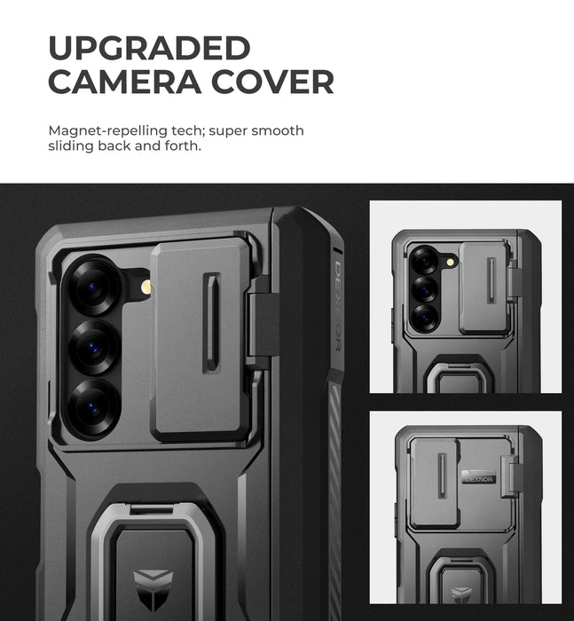 For Samsung Galaxy Z Fold 6 2024 Hinge Protection Screen Protector Case With Ring Stand & S Pen Holder & Slide Camera Case