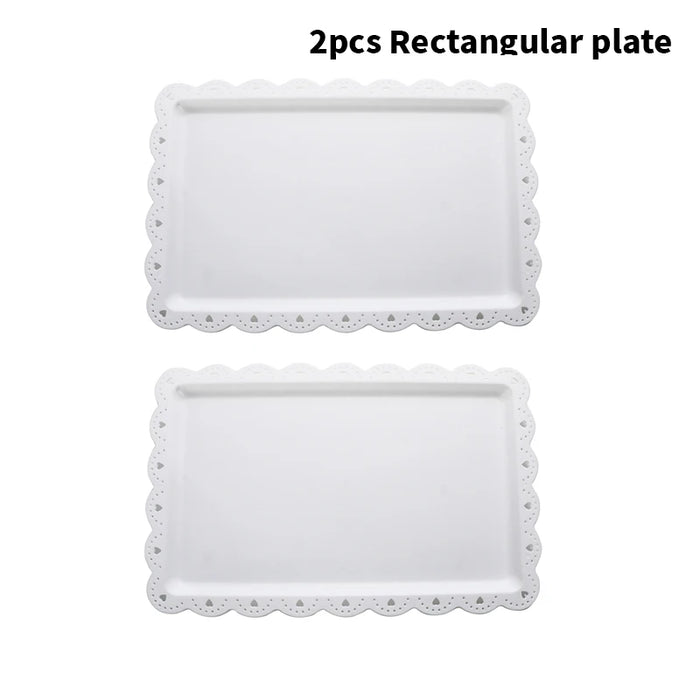 Reusable Pp Square / Rectangular Dessert Plates For Events