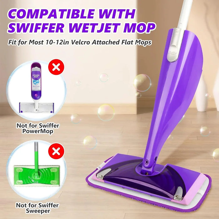 5 Pieces Reusable Mop Pads Compatible With Swiffer Wetjet Mops Wet Dry Head For Swiffer Wet Jet Mop Hardwood Floor Cleaning Purple