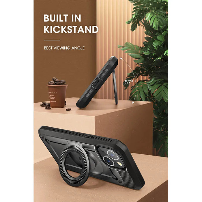 For Iphone 15 Plus 2023 Ub Pro Mag Case Full Body Rugged With Built-In Screen Protector & Kickstand & Belt Clip