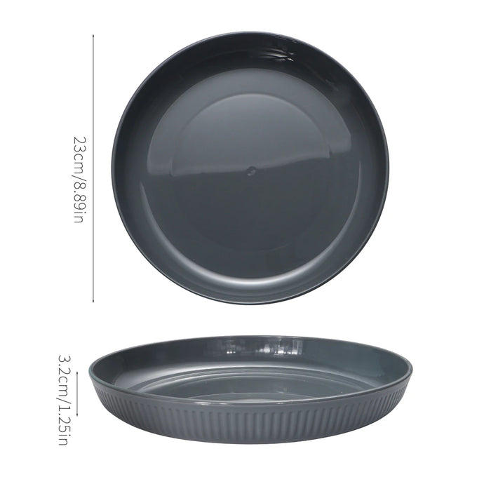 Reusable Grey Plastic Striped Plates Set Of 6 Perfect For Camping And Desserts