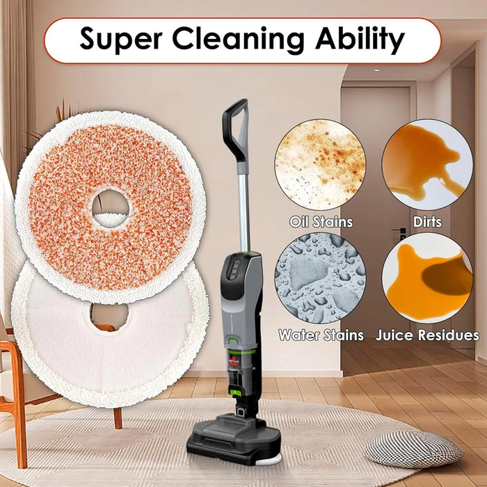 8 Pack 3764 Replacement Mop Pads Compatible With Bissell Spinwave + Vac Cordless 37643 / 3764 Hard Floor Spin Mop + Vacuum