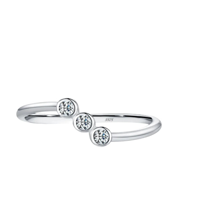 925 Sterling Silver Irregular Line Moissanite Ring For Women