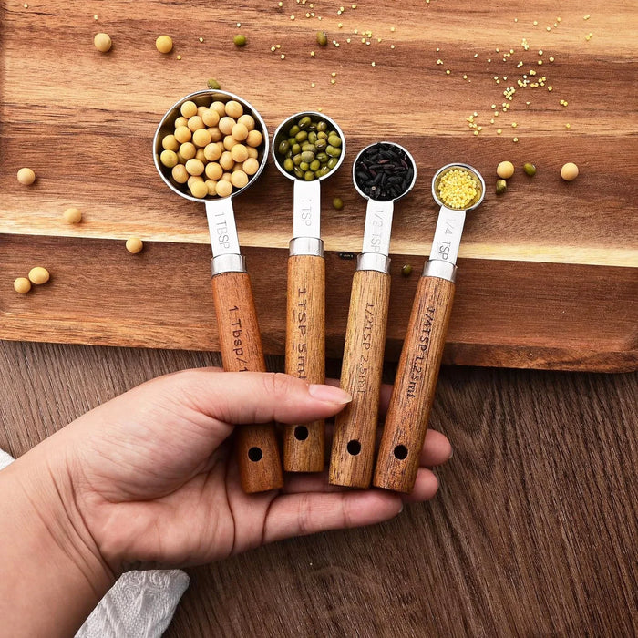 4 / 8 Piece Stainless Measuring Cups & Spoons Set For Baking