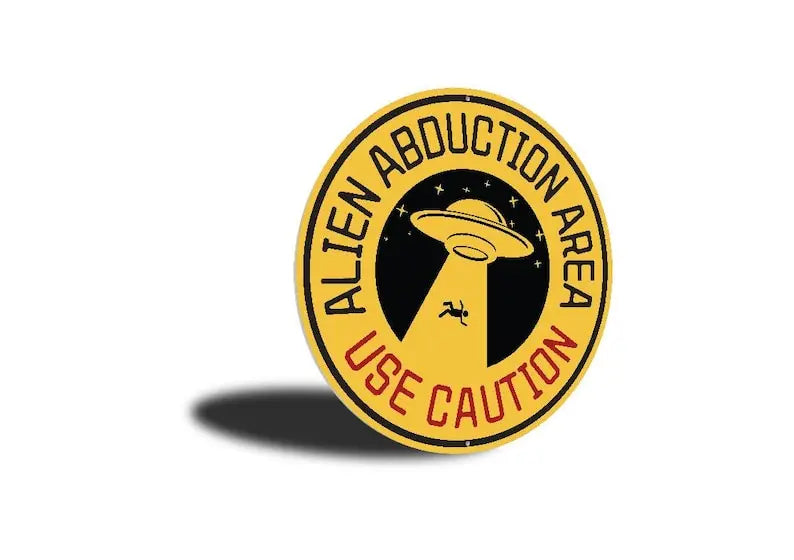 Sci-Fi Area Sign Home Decor Man Cave Gift Kid Room Decor Ufo Lover Round Metal