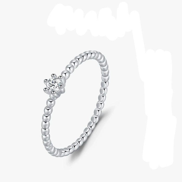 925 Sterling Silver Round Moissanite Stackable Ring For Women