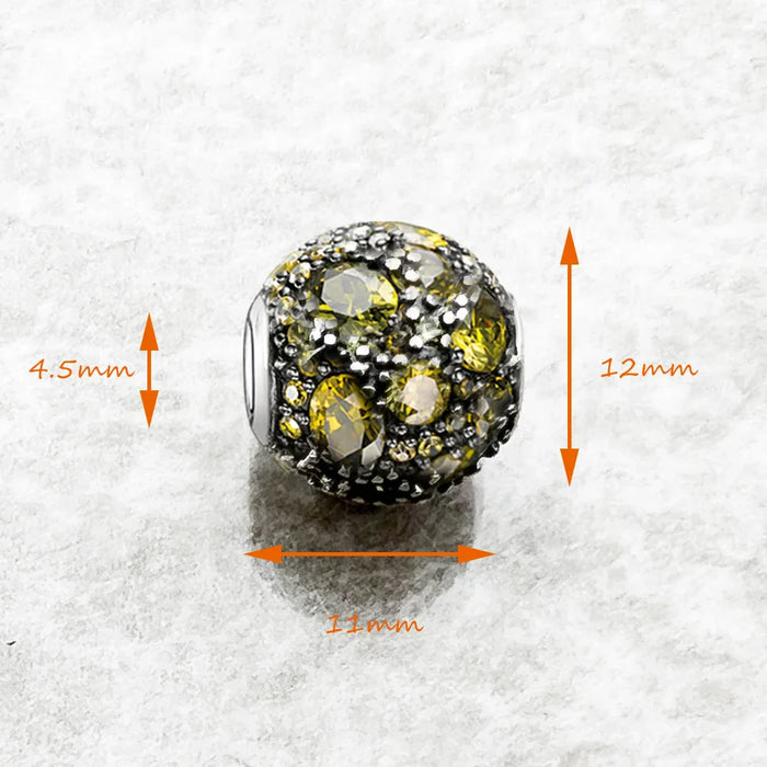 925 Sterling Silver Green Planet Bead Charm For Women