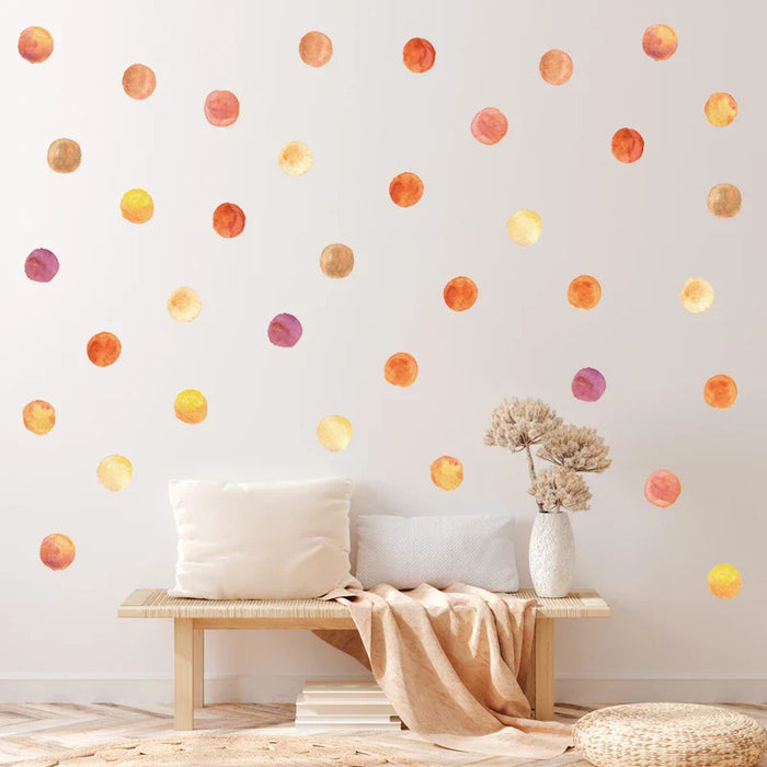 36Pcs Orange Watercolour Polka Dot Wall Stickers For Kids Room