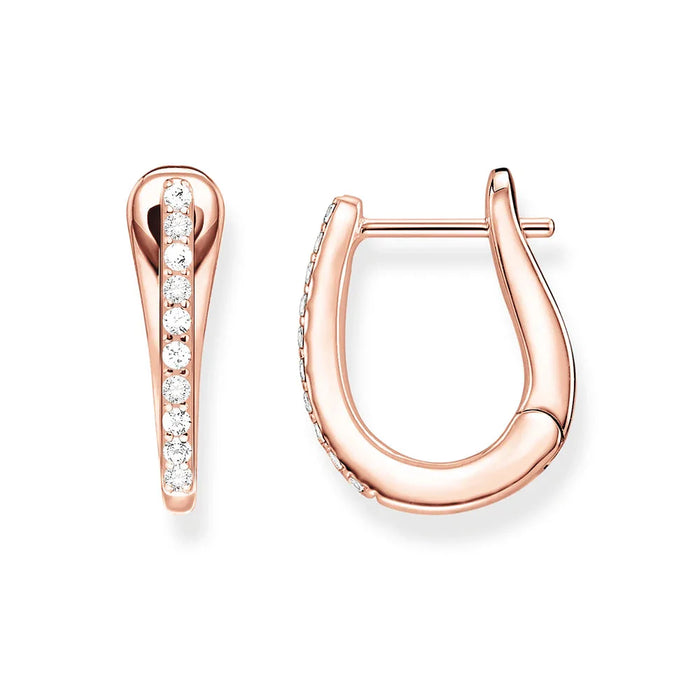 925 Sterling Silver En Vogue Creole Hoop Earrings Classic Rose Design