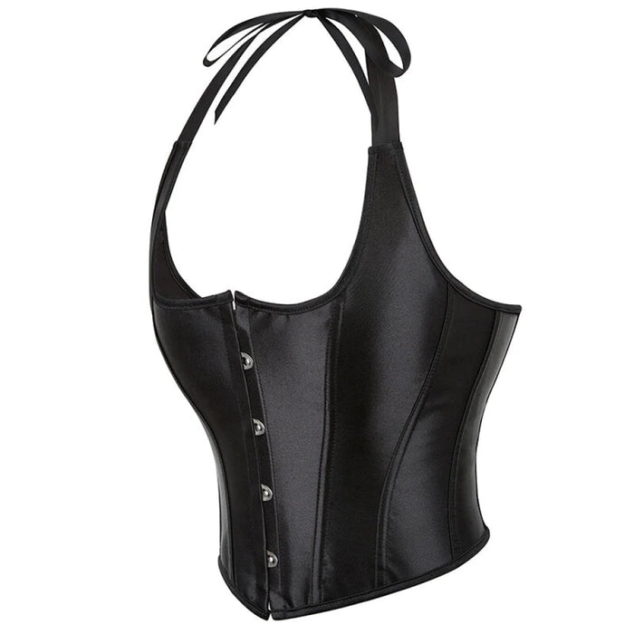 Steampunk Gothic Overbust Corset Plus Size S-6Xl 12 Plastic Boning Halterneck Satin 5 Busks