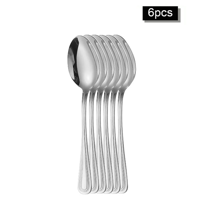 6 / 30 Piece Retro Bead Stainless Steel Tableware Set With Knife Fork And Spoon