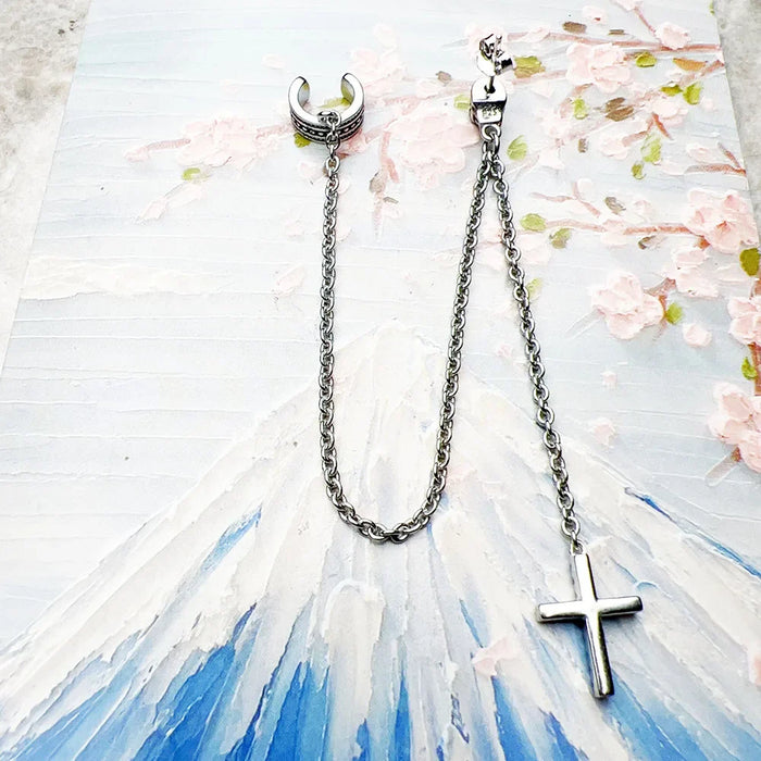 925 Sterling Silver Vintage Black Skull Drop Earrings Lucky Women