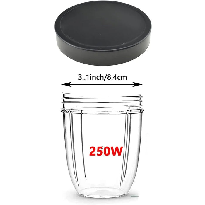 2 Pieces Black Plastic Cup Stay Fresh Lid Compatible With Magic Bullet 250W Mb1001