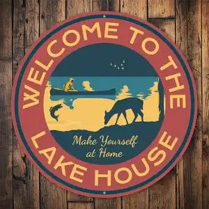 Welcome To Lake Lovers Sign Metal Decor