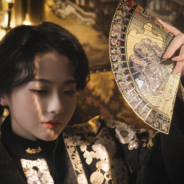 Gold Landscape Folding Fan 3D Metal Puzzle For Adults Summer Gift