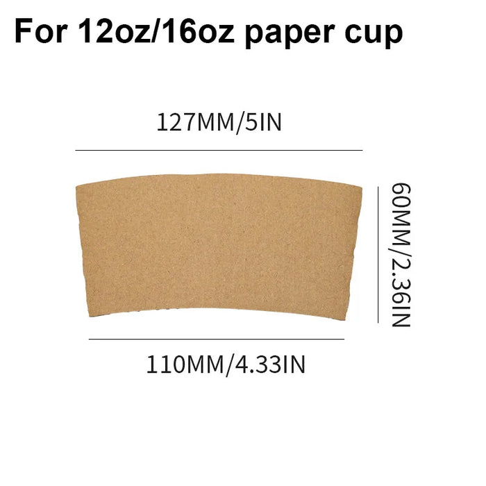 50 Piece Non Slip Kraft Coffee Cup Sleeves For 8 16Oz Hot / Cold Drinks