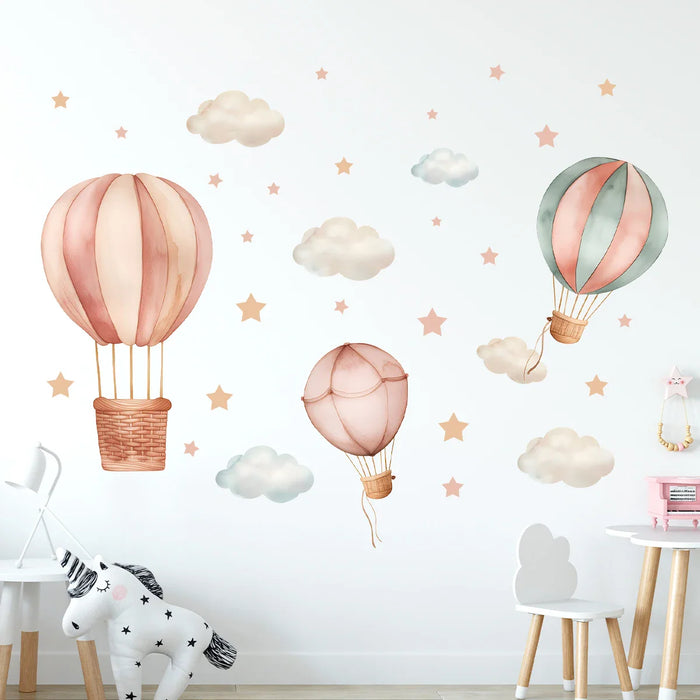 Cartoon Cloud Star Balloon Wall Stickers For Kids Room Decor