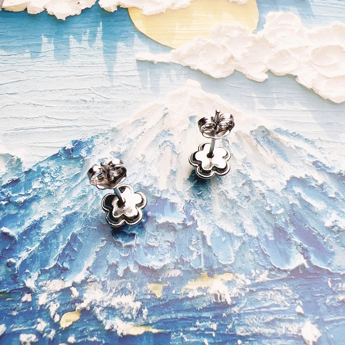 925 Sterling Silver Blue Flower Stud Earrings 2024 Summer Gift