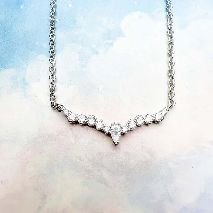 925 Sterling Silver Water Drop Necklace & Earrings Set Ice Crystals Design Romantic Gift For Women