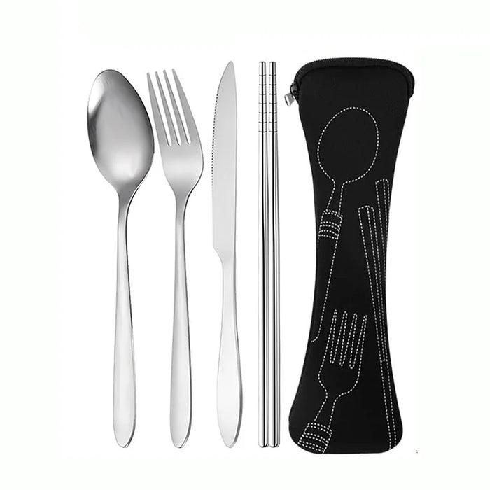 4 Piece Stainless Steel Cutlery Set For School Travel Camping Work